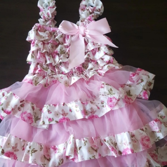 Romantic Pink rose tulle dress New 6 12 18 2 3 4 - Picture 1 of 4